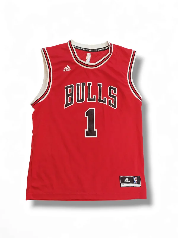 Adidas Chicago Bulls NBA Basketball Jersey, #1 Rose, Red, Size Medium