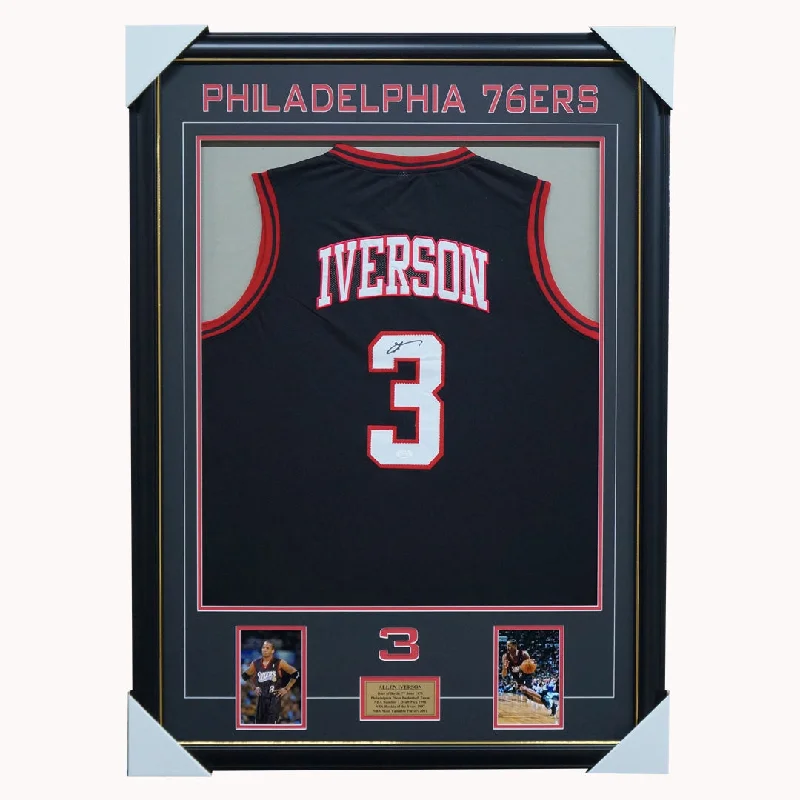 Allen Iverson Signed #3 Philadelphia 76ers Jersey Framed 1997 Rookie of the Year - 4465