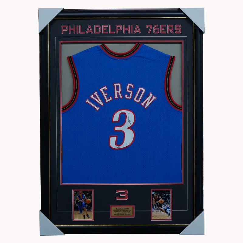 Allen Iverson Signed #3 Philadelphia 76ers Blue Fanatics Jersey NBA 1997 Rookie of the Year - 4968