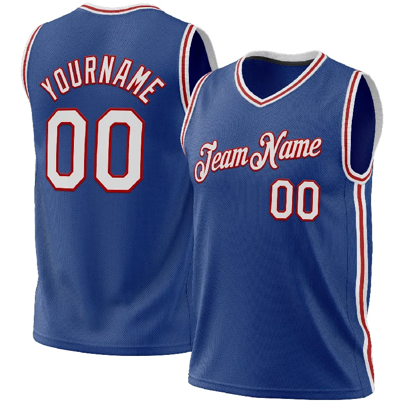 Custom Royal White-Red Authentic Throwback Basketball Jersey