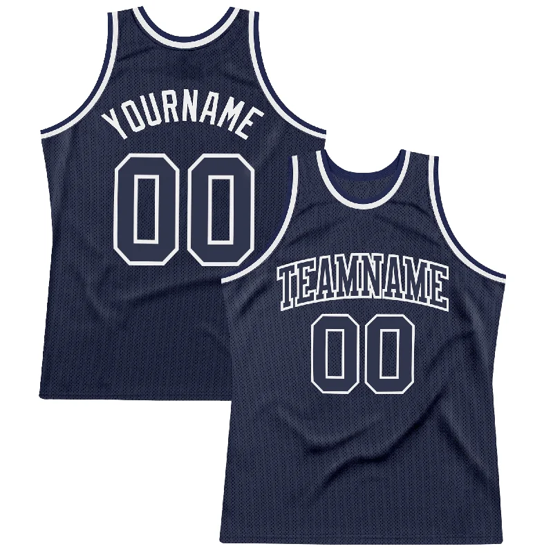 Custom Navy Navy-White Authentic Throwback Basketball Jersey