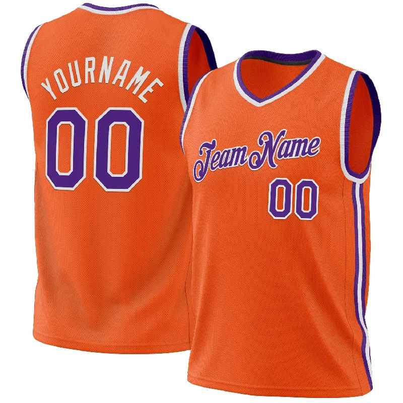 Custom Orange Purple-White Authentic Throwback Basketball Jersey