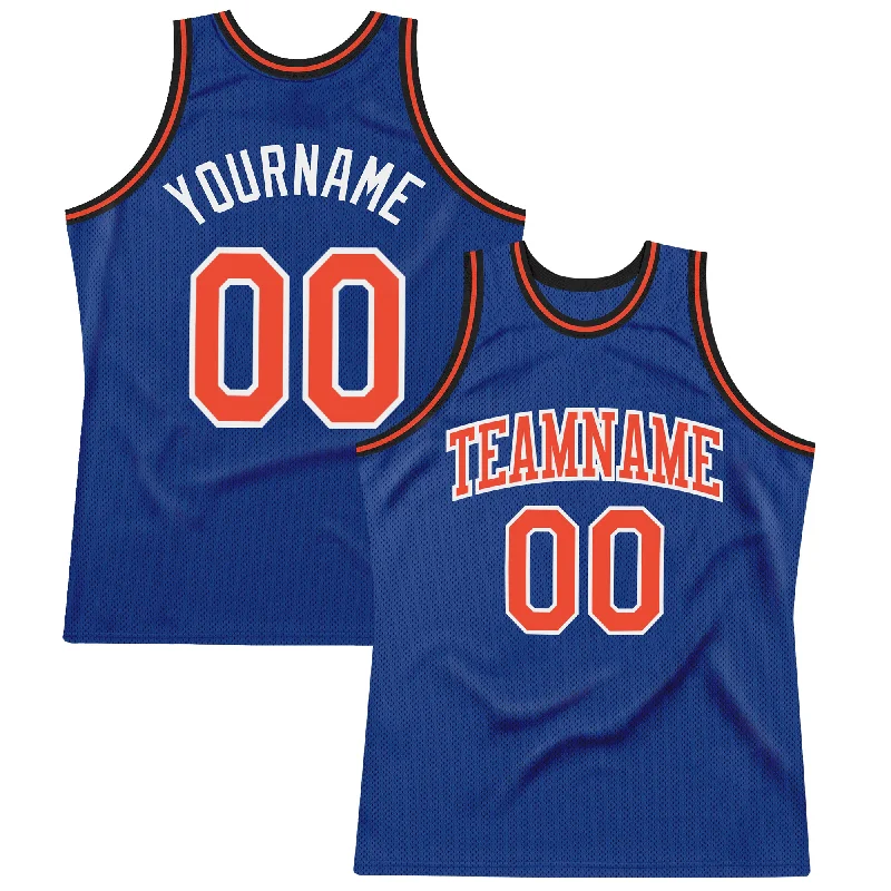 Custom Royal Orange-White Authentic Throwback Basketball Jersey