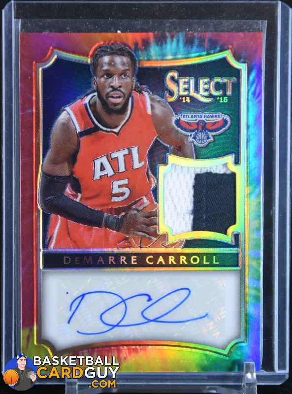 DeMarre Carroll 2014-15 Select Jersey Autographs Prizms Tie Dye #53 #/25