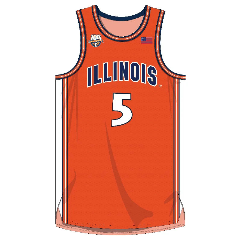 Deron Williams #5 Throwback 2005 Illinois Orange Basketball Jersey