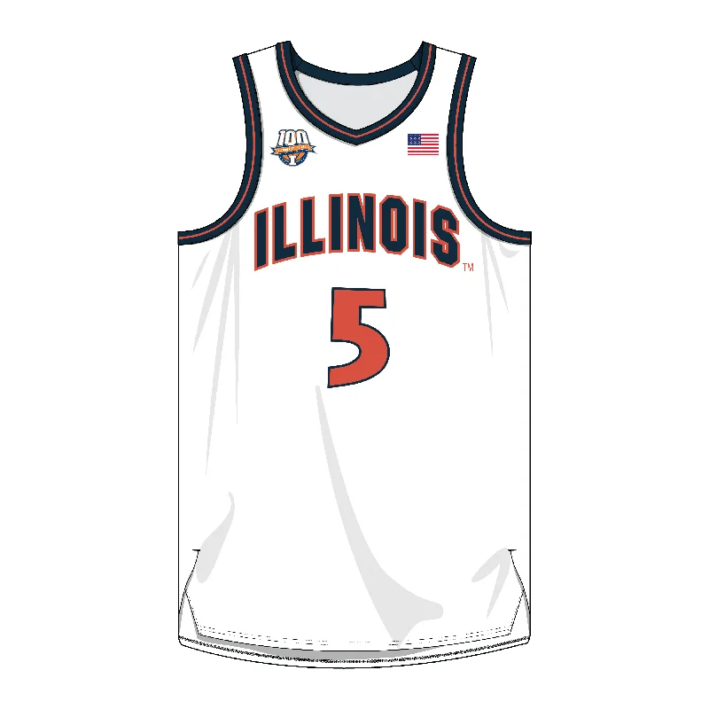 Deron Williams #5 Throwback 2005 Illinois White Basketball Jersey