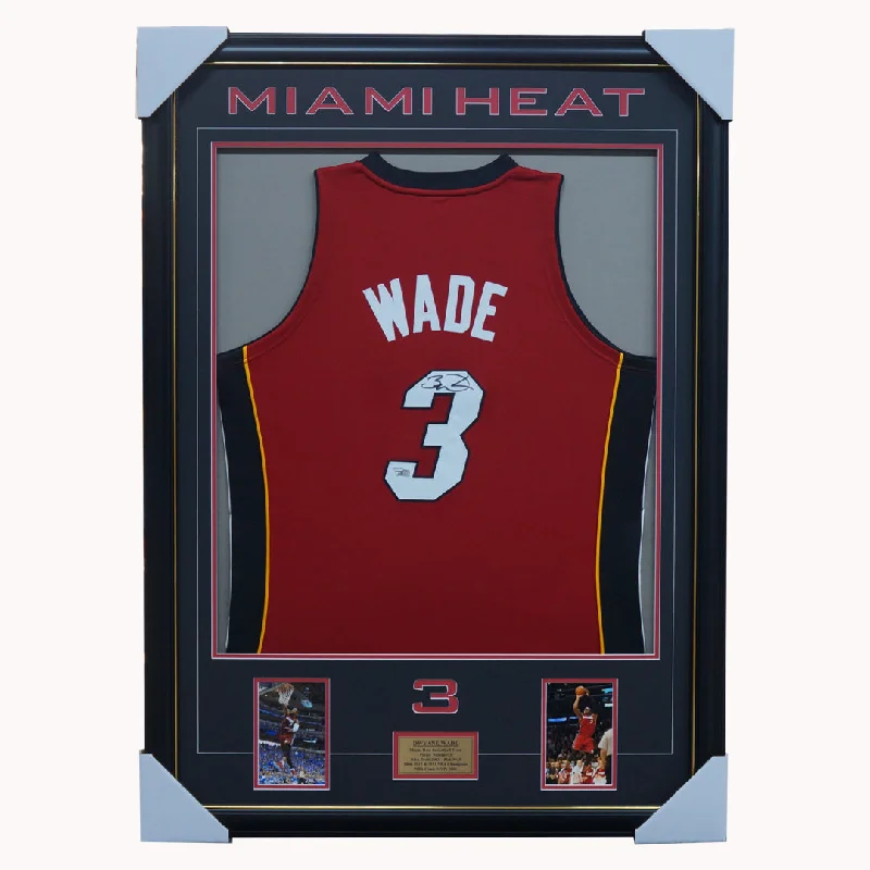 Dwyane Wade Miami Heat Signed Red Fanatics Authentics Jersey Framed 3 X Nba Champion - 5058