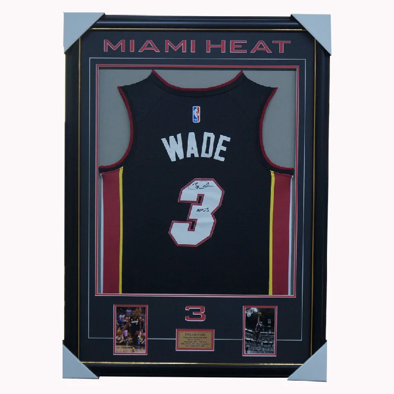 Dwyane Wade Miami Heat Signed Black Retirement Jersey Framed 3 X NBA Champion - 3681