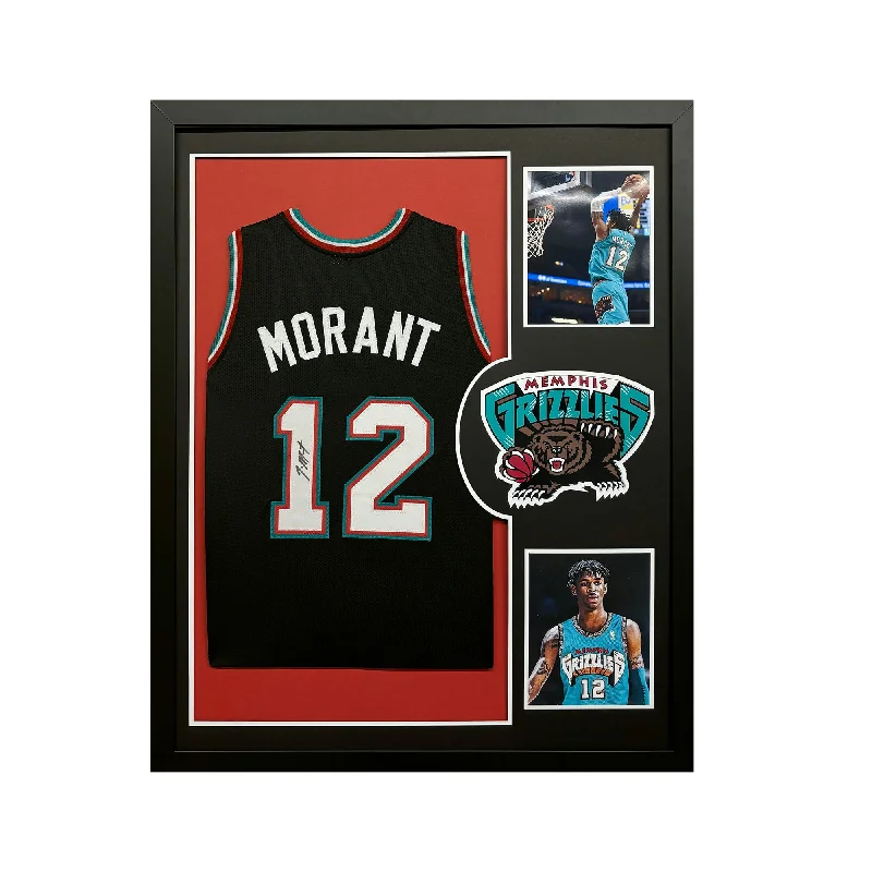 Ja Morant Signed Memphis Grizzlies Vertical Custom Framed Basketball Jersey