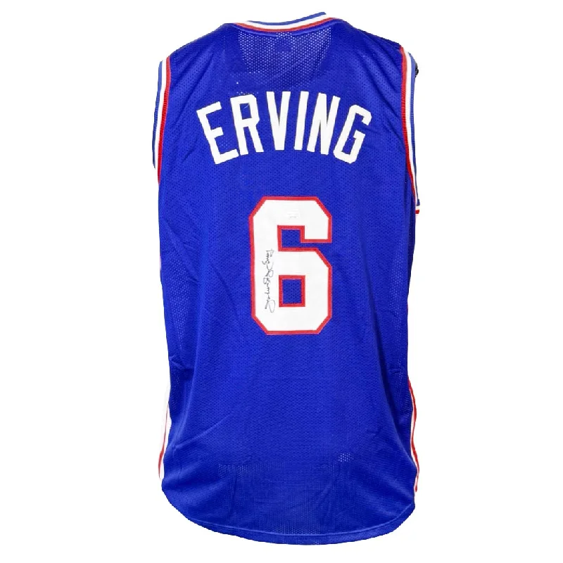 Julius Erving Signed Phildelphia Blue Basketball Jersey w/Block Numbers (JSA)