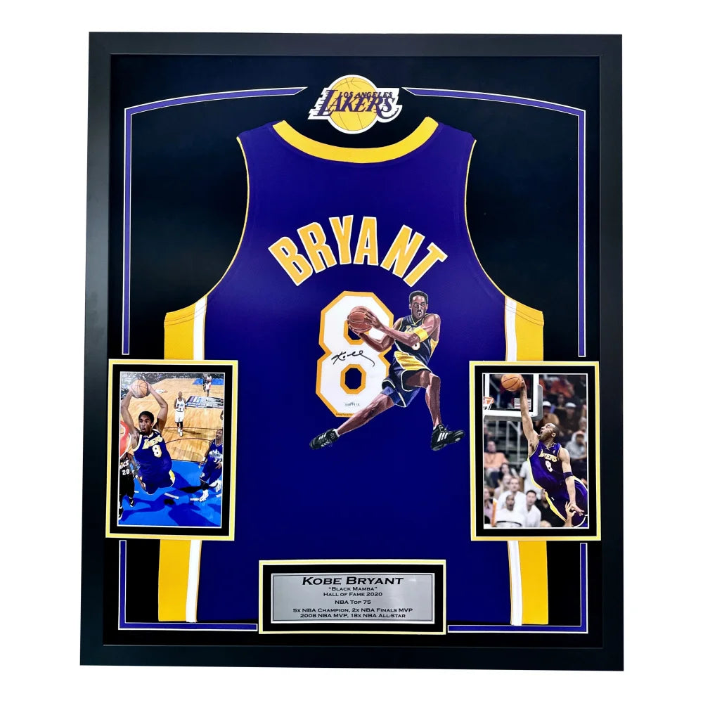 Kobe Bryant Autographed Lakers Framed #8 Nike Jersey Purple UDA Upper Deck Signed COA