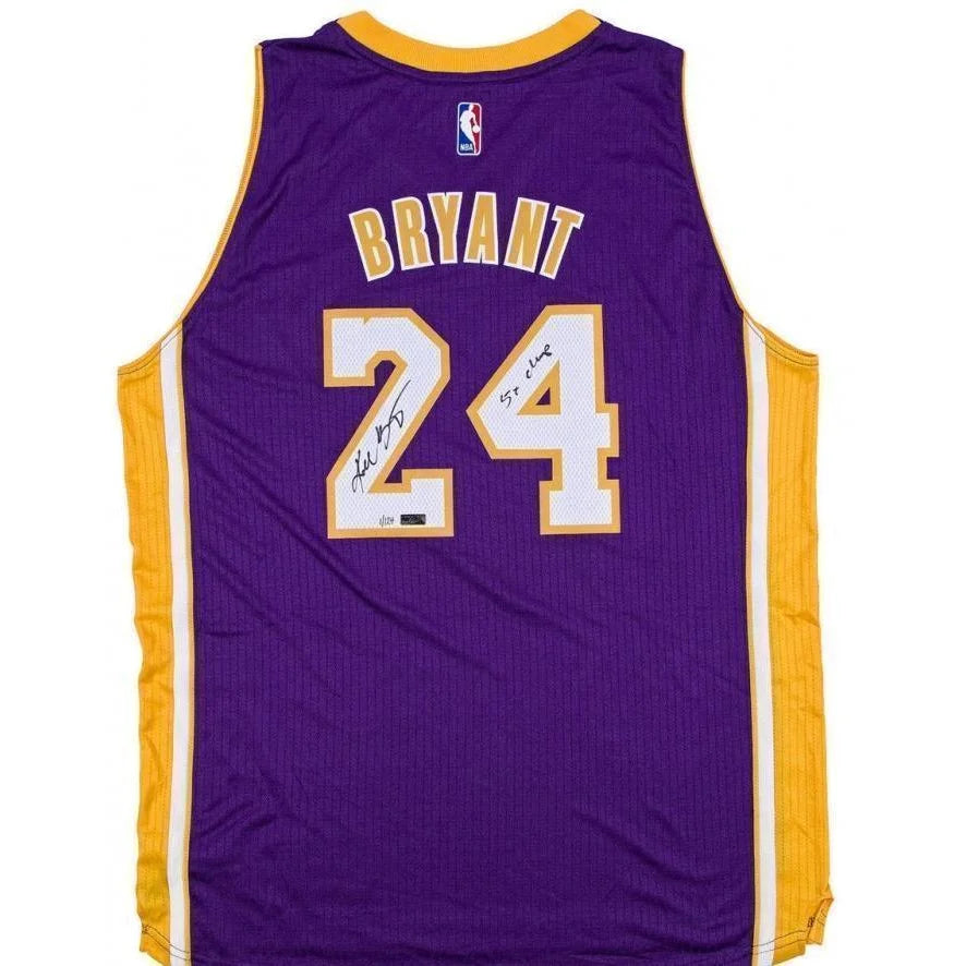 Kobe Bryant Signed Lakers Purple Jersey Inscribed "5X Champ" #D/124 COA Autograph