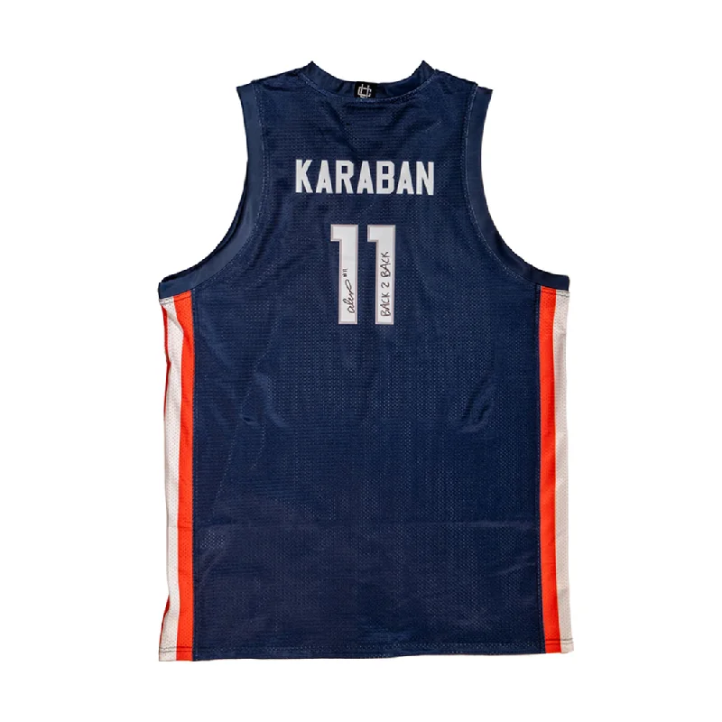 LIMITED: Autographed Alex Karaban Navy Men’s Basketball UConn Jersey