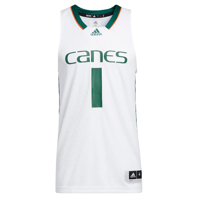 Miami Hurricanes adidas Swingman Basketball Jersey - White