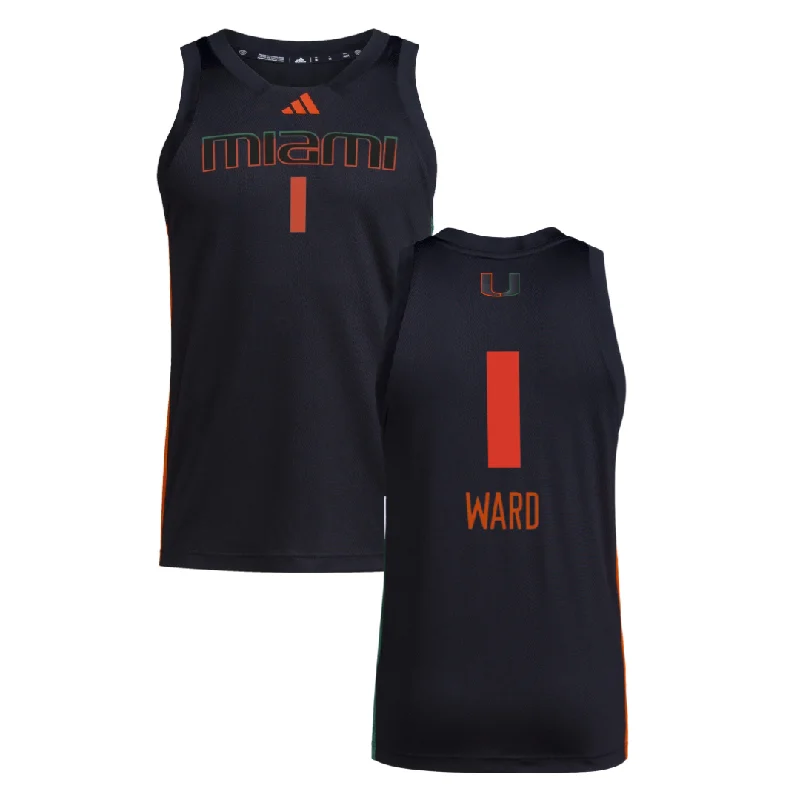 Miami Hurricanes Cam Ward #1 adidas Swingman Basketball Jersey - Black