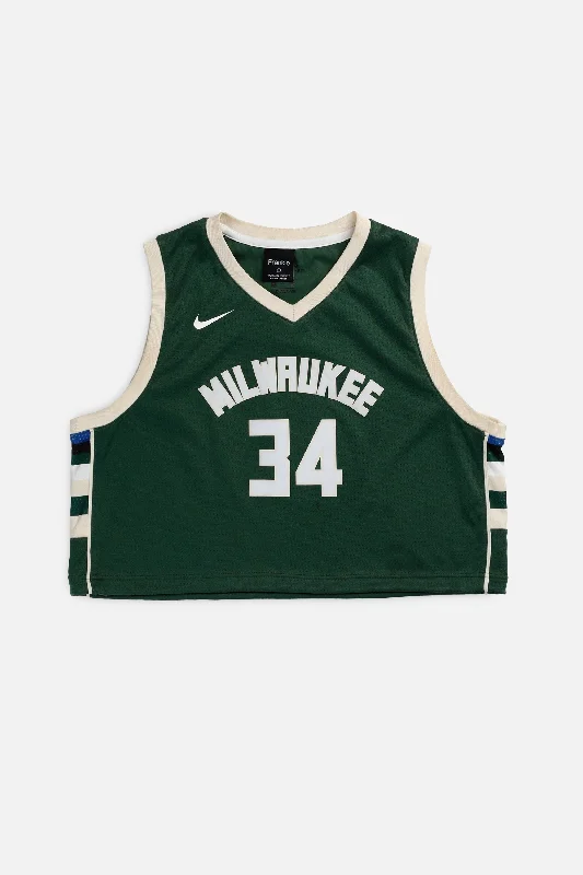 Rework Milwaukee Bucks NBA Crop Jersey - L