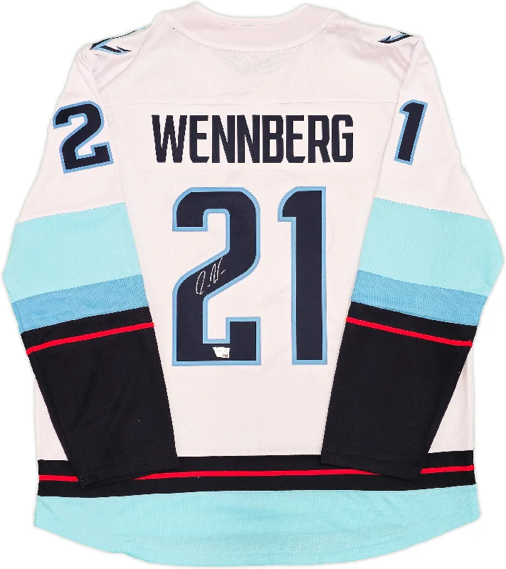 Seattle Kraken Alexander Wennberg Autographed White Fanatics Breakaway Jersey Size XL With Inaugural Season Patch Fanatics Holo Stock #235583