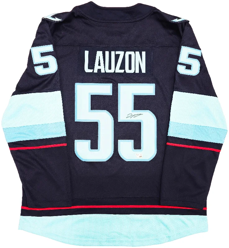 Seattle Kraken Jeremy Lauzon Autographed Blue Fanatics Breakaway Jersey Size XL With Inaugural Season Patch Fanatics Holo Stock #235577