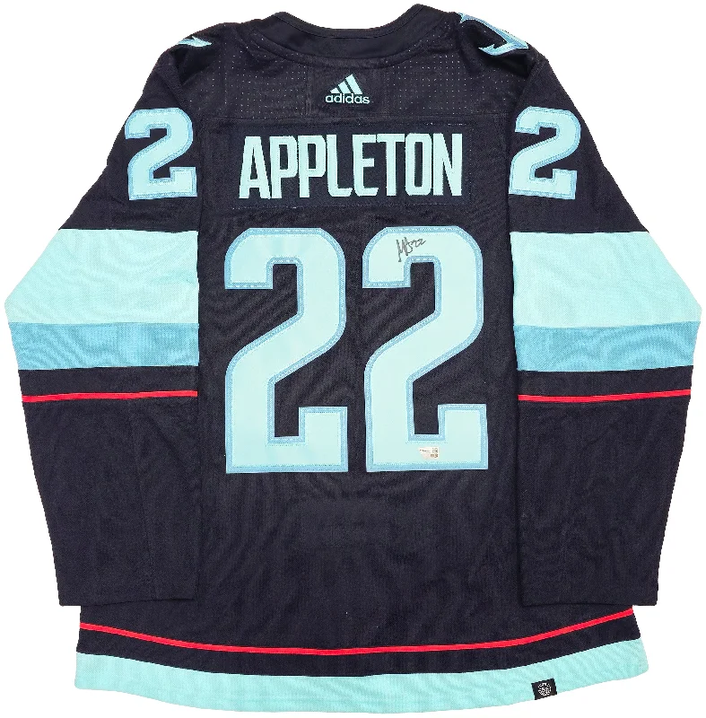 Seattle Kraken Mason Appleton Autographed Blue Adidas Authentic Jersey Size 54 With Inaugural Season Patch Fanatics Holo Stock #235574