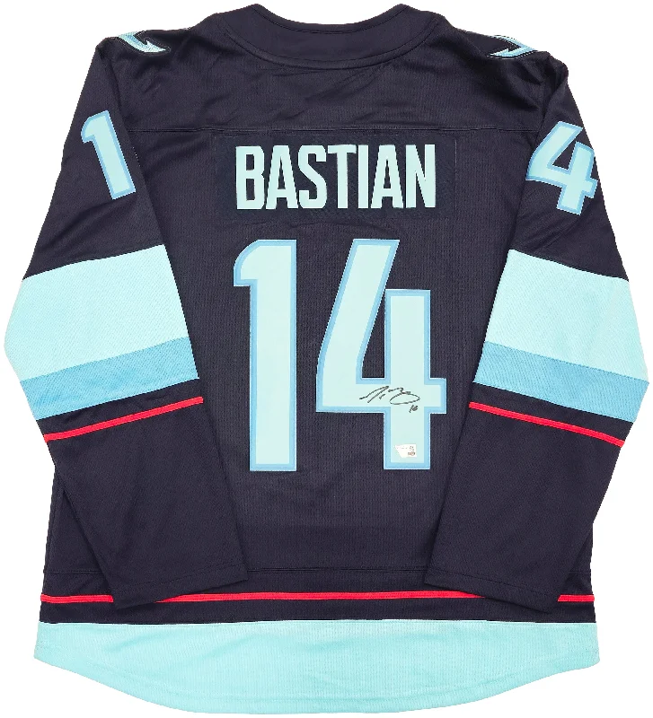 Seattle Kraken Nathan Bastian Autographed Blue Fanatics Breakaway Jersey Size XL With Inaugural Season Patch Fanatics Holo Stock #235579