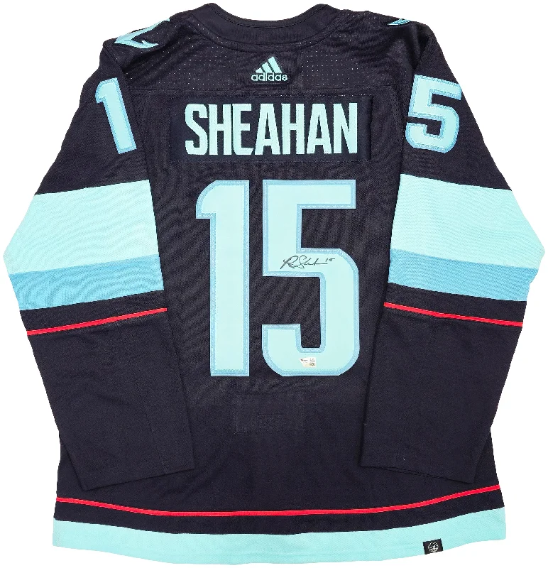 Seattle Kraken Riley Sheahan Autographed Blue Adidas Authentic Jersey Size 54 With Inaugural Season Patch Fanatics Holo Stock #235589