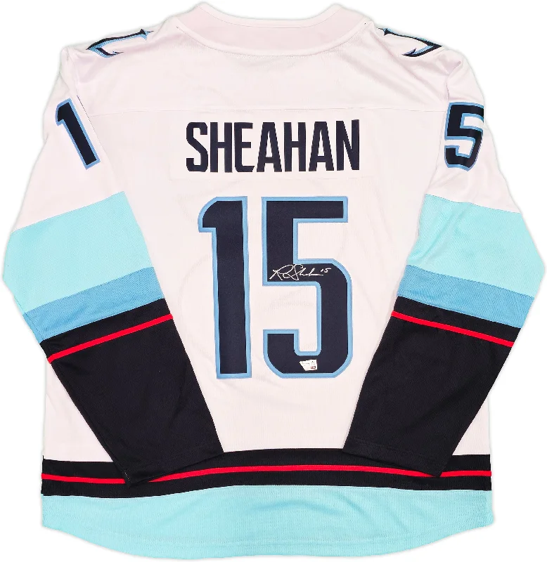 Seattle Kraken Riley Sheahan Autographed White Fanatics Breakaway Jersey Size XL With Inaugural Season Patch Fanatics Holo Stock #235592