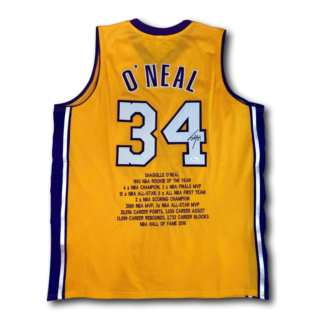 Shaquille O'Neal Signed Los Angeles Lakers Stat Jersey COA JSA Shaq Autograph LA