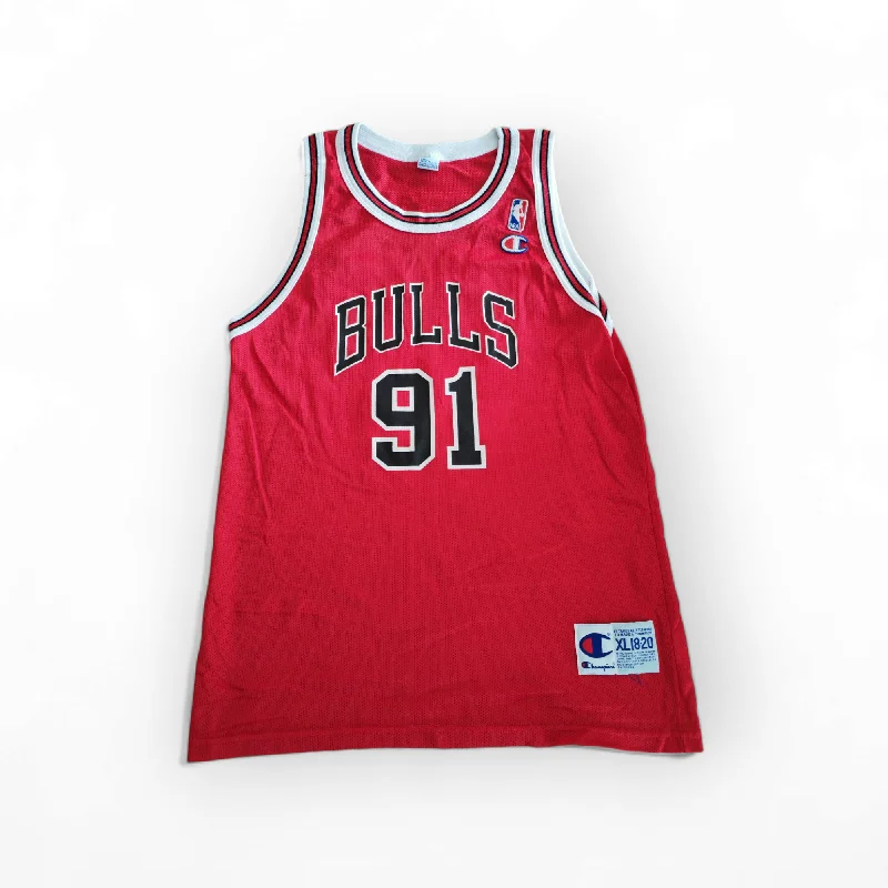 Youth Champion Chicago Bulls NBA Basketball Jersey, #91 Rodman, Red, Size YXL