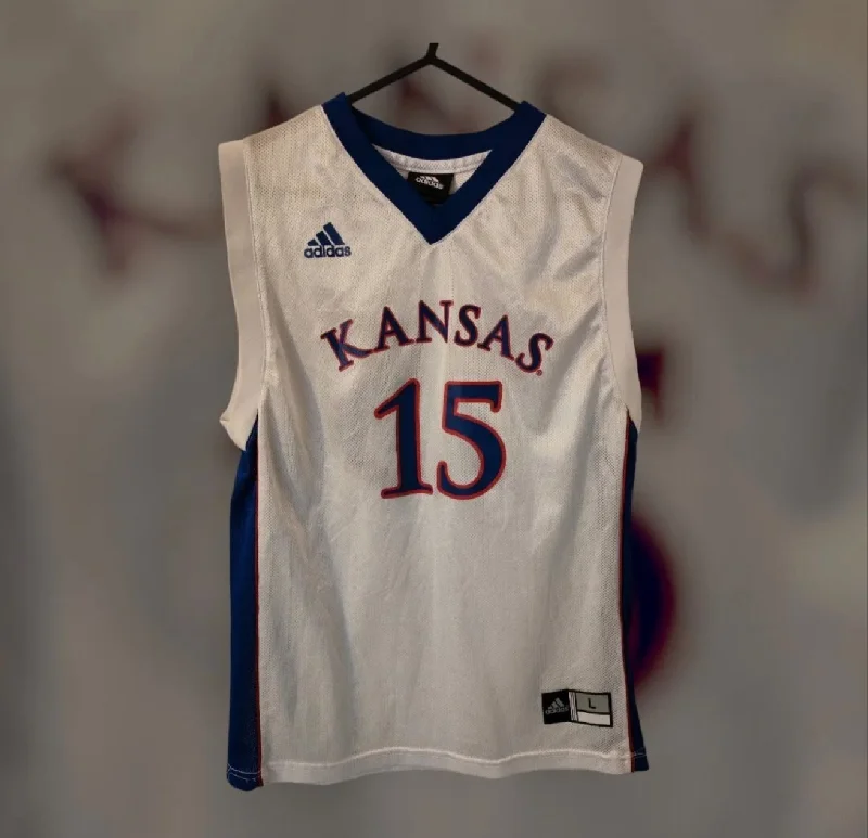 Youth Kansas Jayhawks NCAA Basketball Jersey, #15, White, Size YL