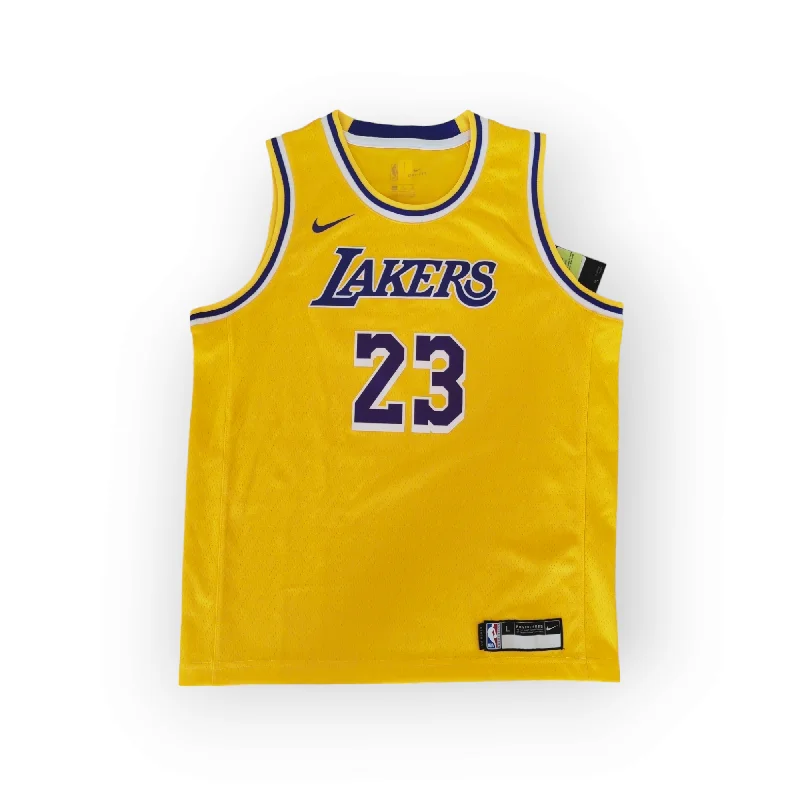 Youth Nike Brand New Los Angeles Lakers NBA Jersey, #23 James, Yellow, Size YL