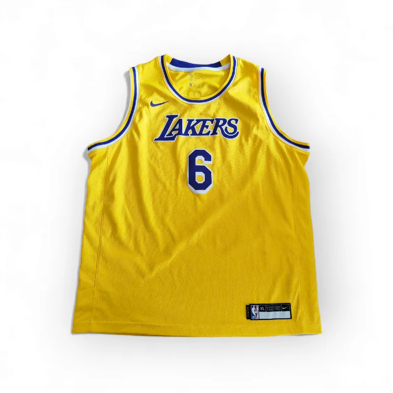 Youth Nike Los Angeles Lakers NBA Basketball Jersey, #6 James, Yellow, Size YXL