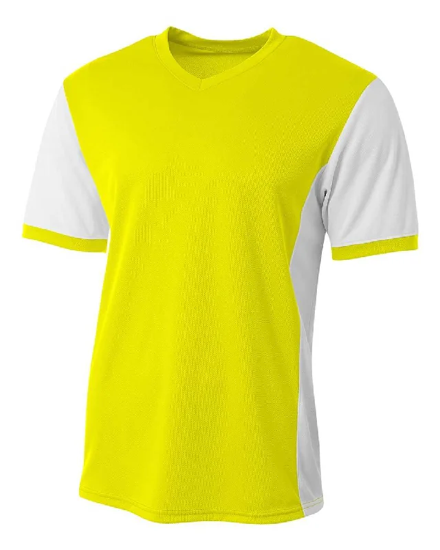 A4 N3017 Premier Soccer Jersey - Safety Yellow White