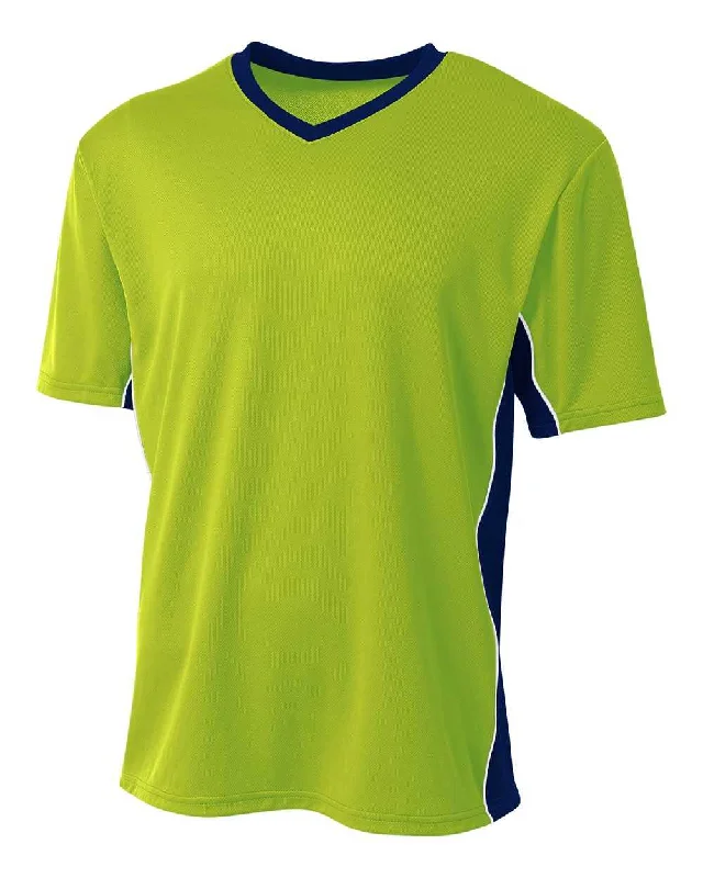 A4 N3018 Liga Soccer Jersey - Lime Navy