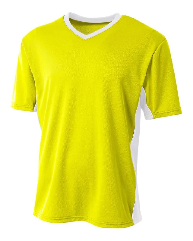 A4 N3018 Liga Soccer Jersey - Safety Yellow White