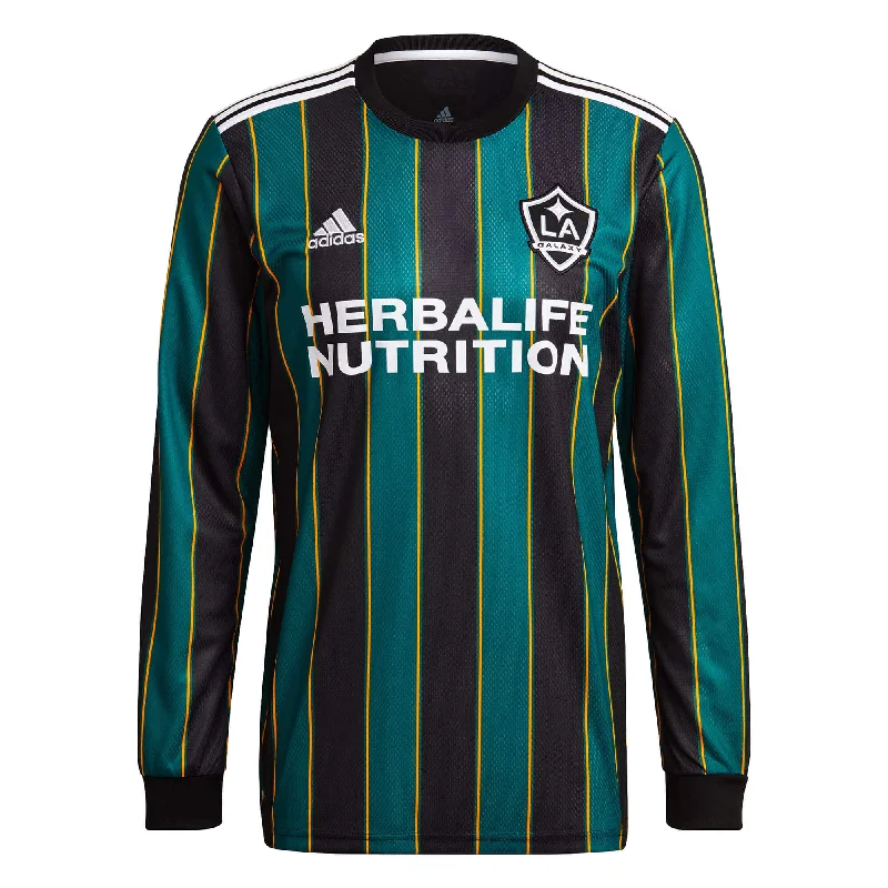 adidas Men's LA Galaxy 2021 Long Sleeve Away Jersey Black/Tech Green