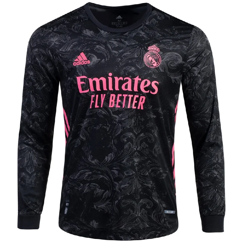 adidas Men's Real Madrid 2020/21 Third Authentic Long Sleeve Jersey Black