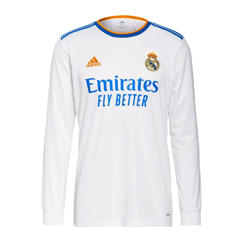 adidas Men's Real Madrid 2021/22 Long Sleeve Home Jersey White/Blue