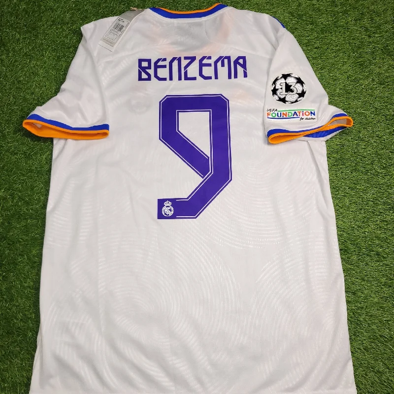 Benzema Real Madrid 2021 2022 UEFA FINAL Home Soccer Jersey Shirt BNWT L SKU# GQ1359