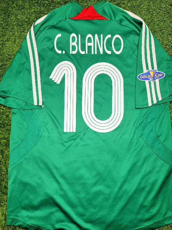 Blanco Mexico 2007 GOLD CUP Soccer Jersey Shirt L SKU# 642508