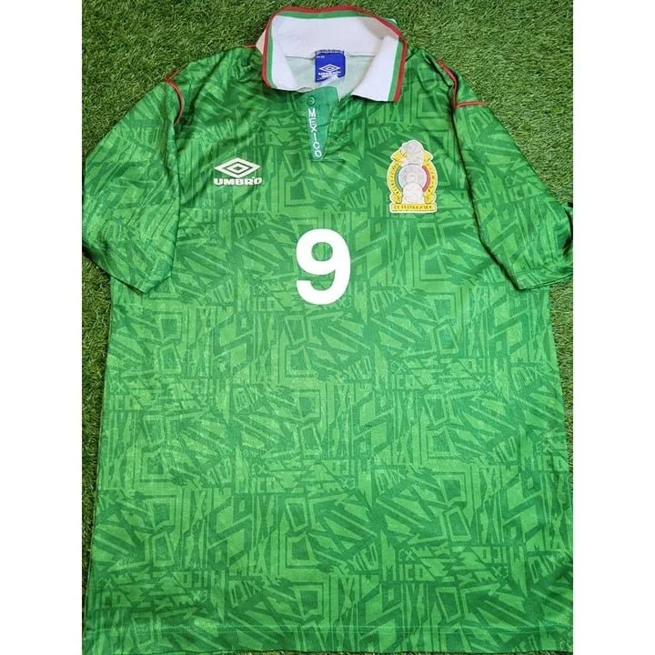 Hugo Sanchez Mexico Umbro 1993 COPA AMERICA Soccer Jersey Shirt L