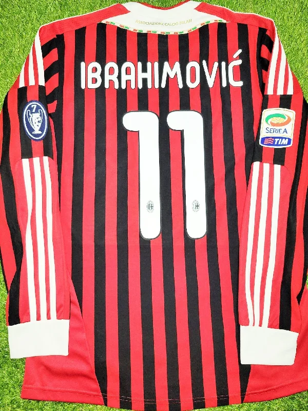 Ibrahimovic AC Milan 2011 2012 Home Soccer Long Sleeve Jersey Shirt M SKU# V13456