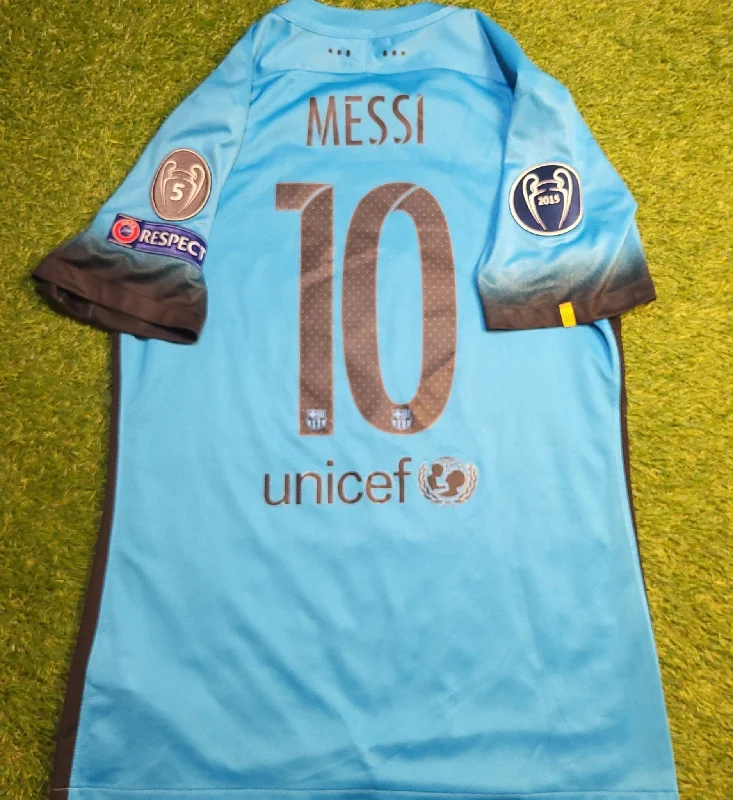 Messi Barcelona PLAYER ISSUE UEFA Third 2015 2016 Soccer Jersey L SKU# 658787-426