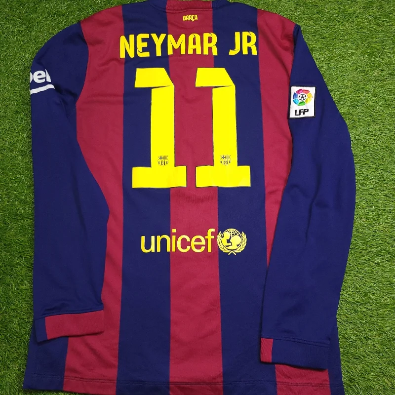 Neymar Barcelona 2014 2015 TREBLE SEASON Long Sleeve Soccer Jersey Shirt L SKU# 618737-422