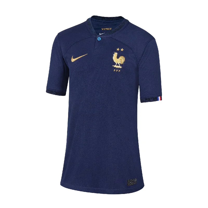 Nike Kids France 2022/23 Home Jersey Midnight Navy/Metallic Gold