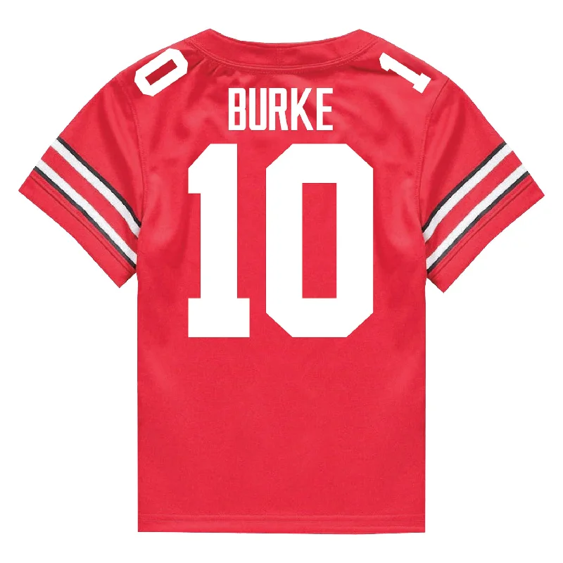 Ohio State Buckeyes Nike #10 Denzel Burke Student Athlete Scarlet Football Jersey