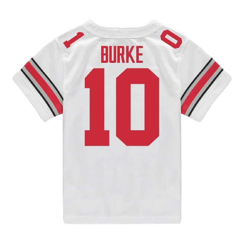 Ohio State Buckeyes Nike #10 Denzel Burke Student Athlete White Football Jersey