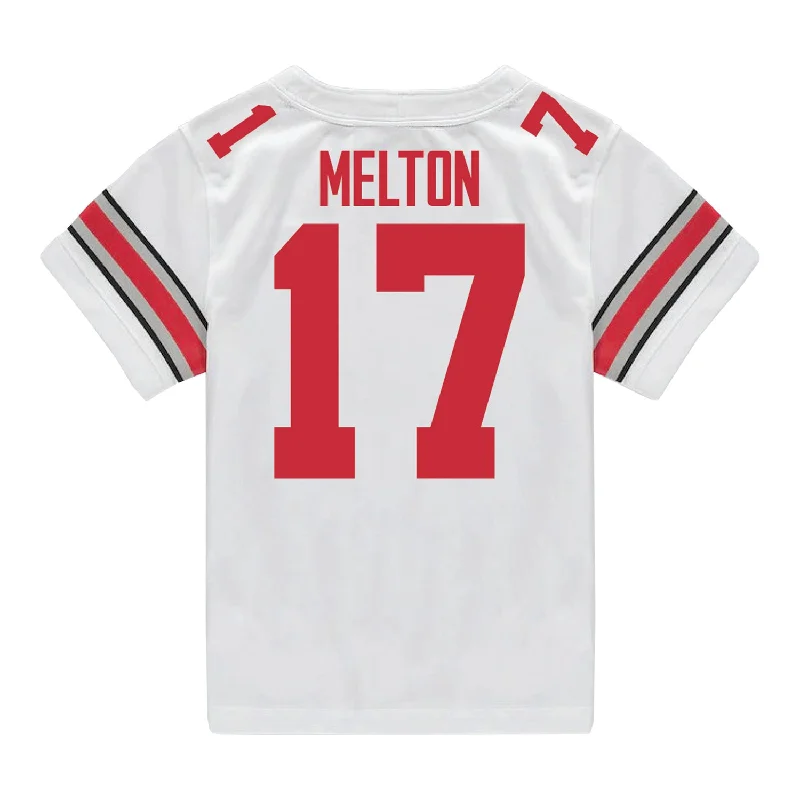 Ohio State Buckeyes Nike #17 Mitchell Melton Student Athlete White Football Jersey