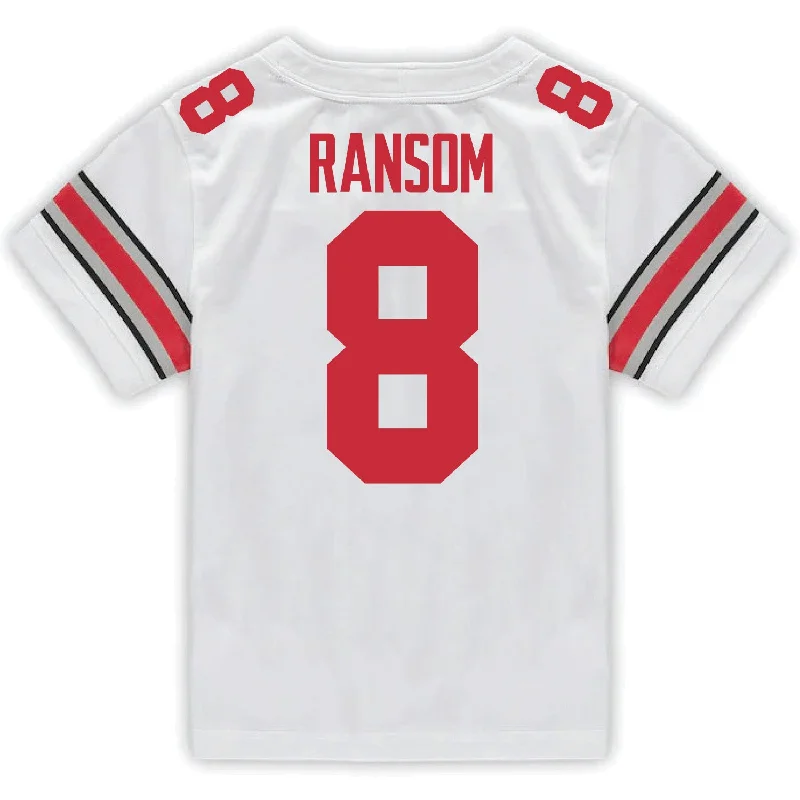 Ohio State Buckeyes Nike #8 Lathan Ransom Student Athlete White Football Jersey