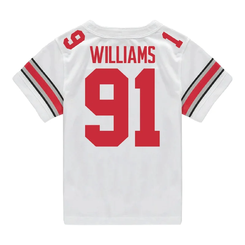 Ohio State Buckeyes Nike #91 Tyleik Williams Student Athlete White Football Jersey