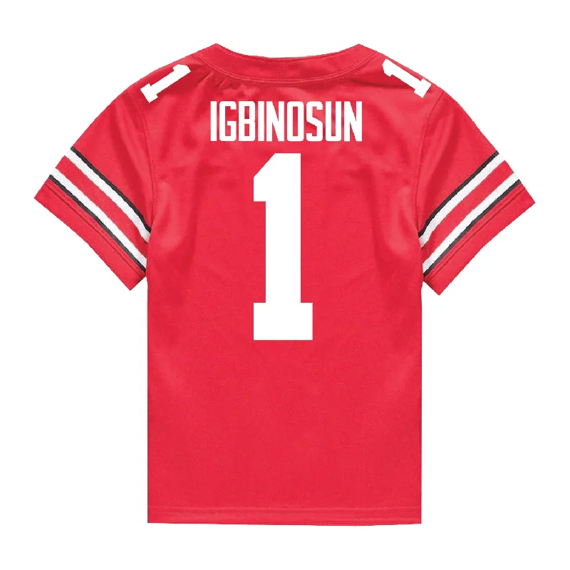 Ohio State Buckeyes Nike #1 Davison Igbinosun Student Athlete Scarlet Football Jersey